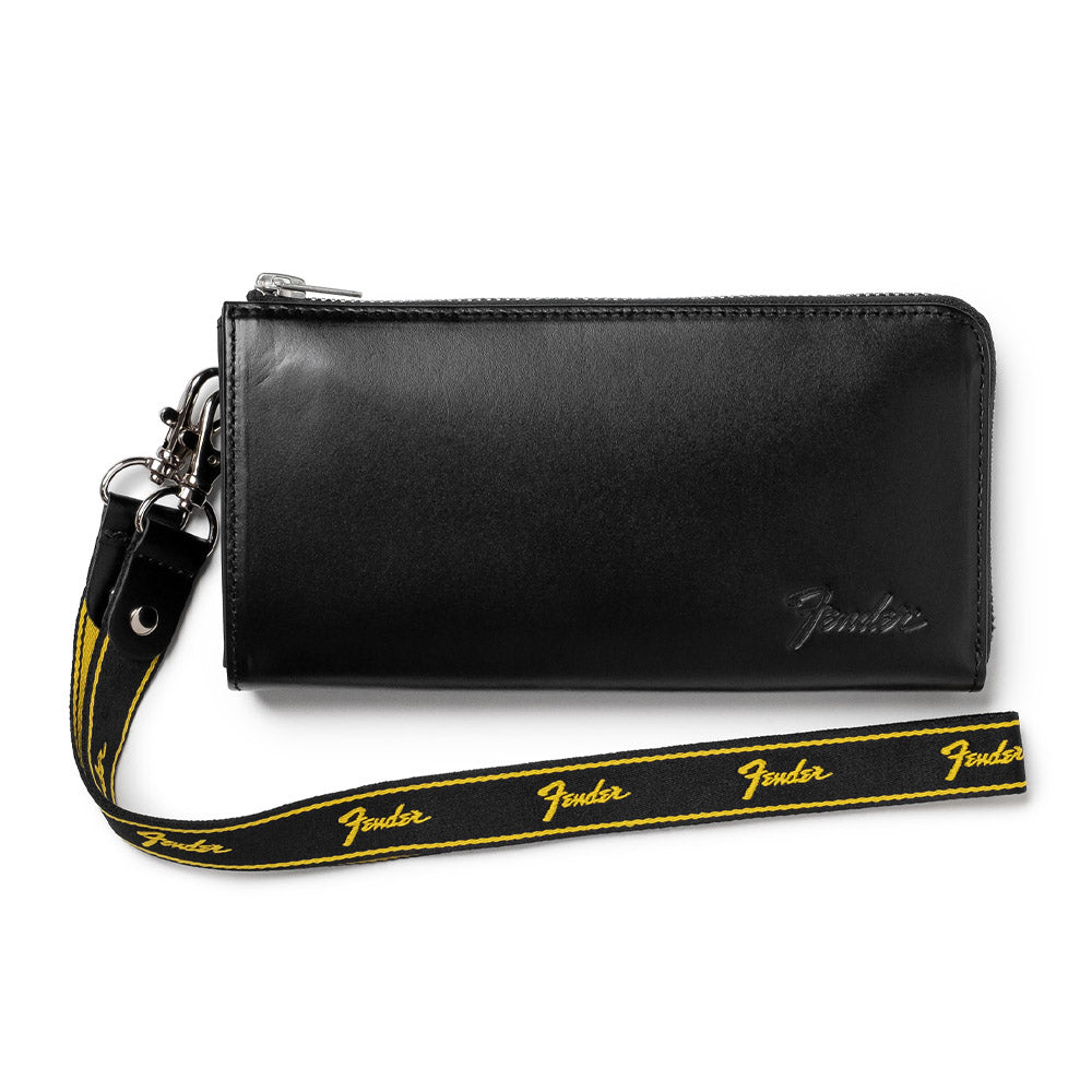 FENDER - (設立 80周年 ) - 長財布 L字ファスナー / Black / ギターピック&ウォレットコード付き